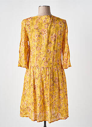Rochie midi imprimeu floral mâneci lungi galben KANOPE femeie