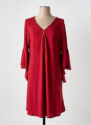 Rochie midi croială fluidă mâneci 3/4 roșu JULIE D'ORLEAC femeie