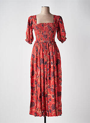 Rochie lungă imprimeu fantezie mâneci 3/4 portocalie SCOTCH & SODA femeie
