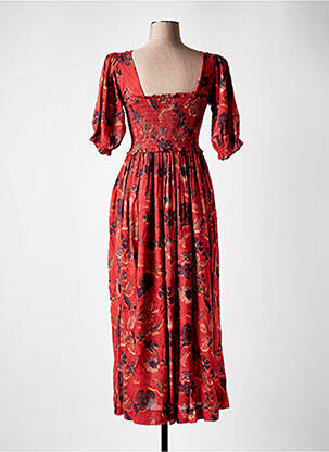 Rochie lungă imprimeu fantezie mâneci 3/4 portocalie SCOTCH & SODA femeie
