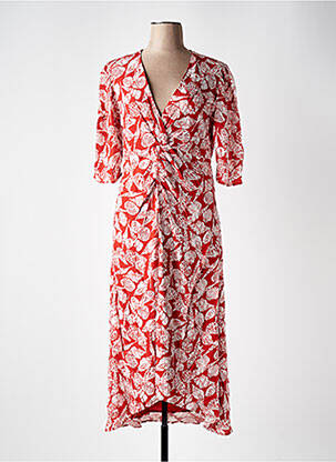 Rochie lungă croială cambrată mâneci 3/4 portocaliu SCOTCH & SODA femeie