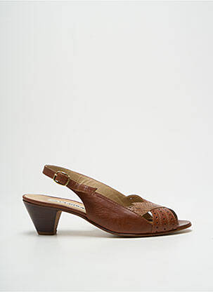 Sandale/pantofi decupați material neted toc de 4 la 6 cm maro CLERGET femeie