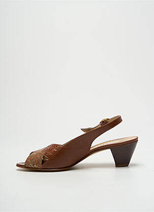 Sandale/pantofi decupați material neted toc de 4 la 6 cm maro CLERGET femeie