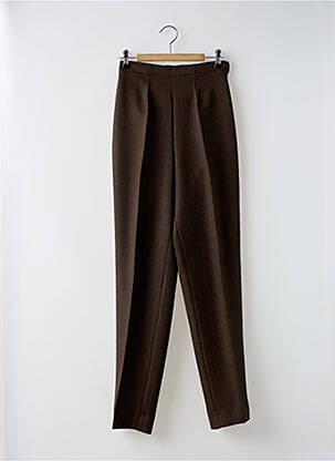 Pantalon drept talie cu cleme talie înaltă maro LAUREN VIDAL femeie