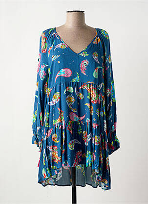 Rochie scurtă mâneci lungi mâneci lungi albastru PEACE + LOVE femeie