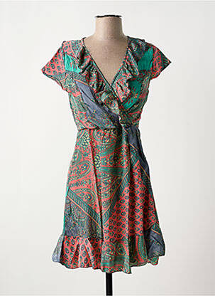 Rochie scurtă mâneci scurte mâneci scurte verde PEACE + LOVE femeie