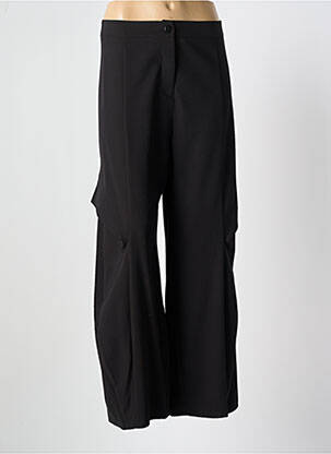 Pantalon larg închidere cu fermoar sub clapetă cu nasturi talie înaltă negru LAUREN VIDAL femme