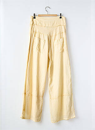 Pantalon larg țesătură crep talie înaltă bej BANDE ORIGINALE femeie