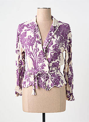 Top țesătură crep mâneci lungi violet H&M femeie