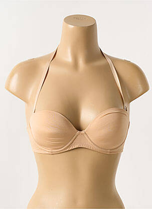 Sutien efect material satinat sutien push-up cu aer, model înalt culoare piersică HUIT femeie