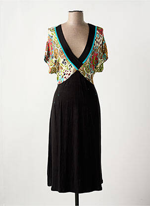 Rochie midi imprimeu floral mâneci scurte negru GEORGES FRANCK femeie