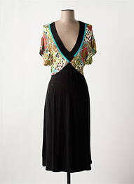 Rochie midi imprimeu floral mâneci scurte negru GEORGES FRANCK femme