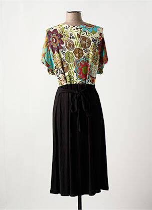 Rochie midi imprimeu floral mâneci scurte negru GEORGES FRANCK femeie