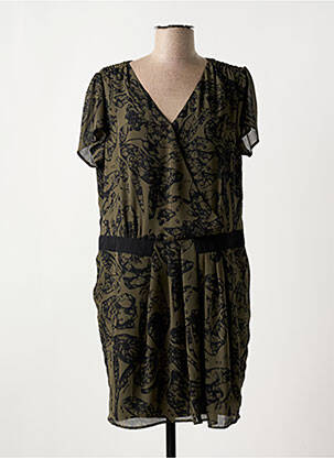 Rochie scurtă croială fluidă mâneci scurte verde ELORA femeie