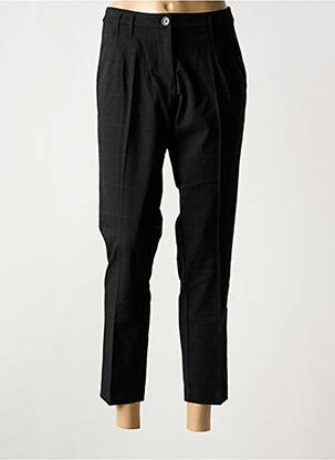 Pantalon chino țesătură poplin mărime normală negru ELORA femeie