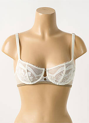 Sutien efect material satinat sutien balconet cu decolteu înalt alb BARBARA femeie