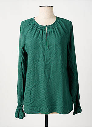 Bluză țesătură poplin mâneci lungi verde CYRILLUS femeie