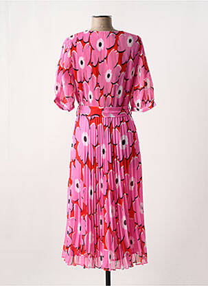 Rochie midi imprimeu floral mâneci scurte roz DERHY femeie