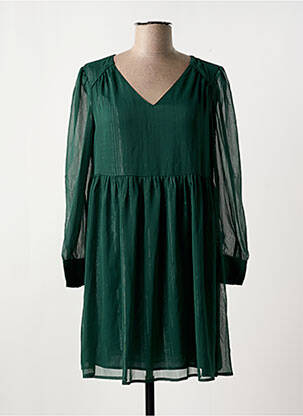 Rochie scurtă croială fluidă mâneci lungi verde CYRILLUS femeie
