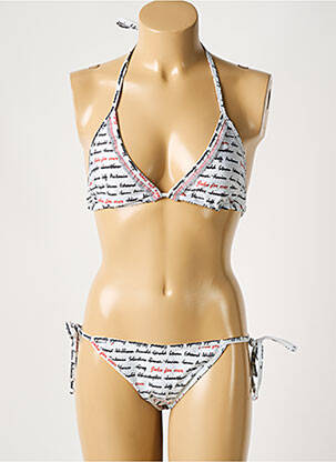 Costum de baie din două piese elasticitate top triunghiuri alb GALLIANO femeie