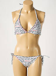 Costum de baie din două piese elasticitate top triunghiuri alb GALLIANO femme