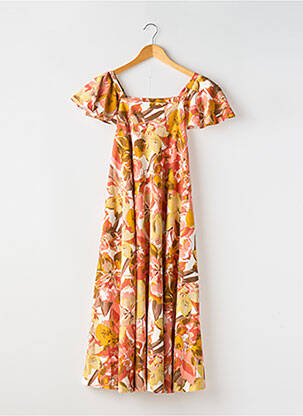 Rochie midi croială fluidă mâneci scurte galben ELIZA femeie