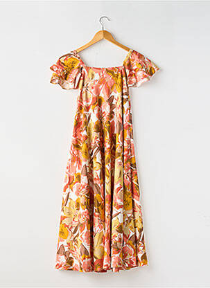 Rochie midi croială fluidă mâneci scurte galben ELIZA femeie