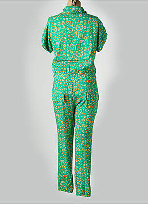 Salopetă-pantalon guler de bluză mâneci scurte verde APRIL VINTAGE femeie
