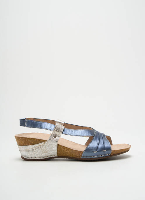 Sandale/pantofi decupați material neted toc de 4 la 6 cm albastru PEDI GREEN femme