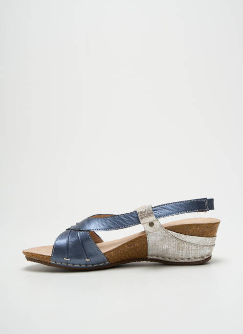 Sandale/pantofi decupați material neted toc de 4 la 6 cm albastru PEDI GREEN femme