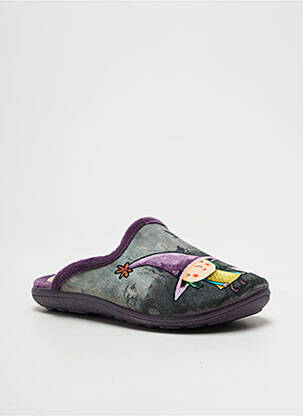 Papuci/pantofi de casă țesătură catifea vârf rotund violet LA MAISON DE L'ESPADRILLE fată