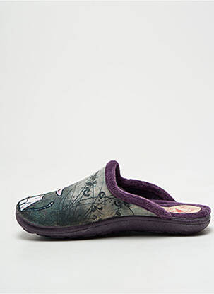 Papuci/pantofi de casă țesătură catifea vârf rotund violet LA MAISON DE L'ESPADRILLE fată