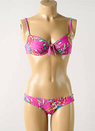 Costum de baie din două piese elasticitate sutien balconet cu decolteu înalt roz WATERCULT femme