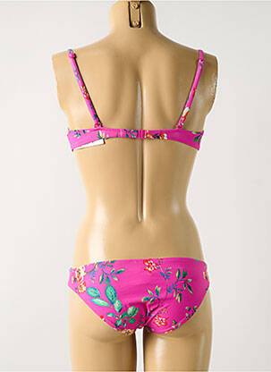 Costum de baie din două piese elasticitate sutien balconet cu decolteu înalt roz WATERCULT femeie