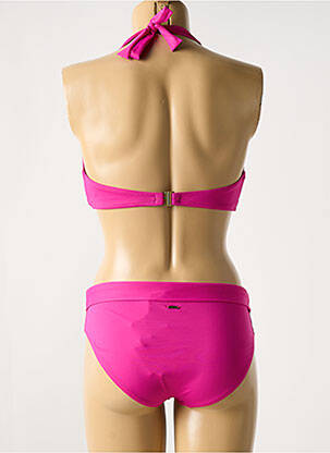 Costum de baie din două piese elasticitate top triunghiuri roz LIVIA femeie