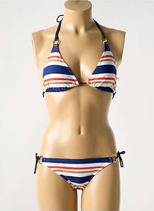 Costum de baie din două piese elasticitate top triunghiuri albastru LIVIA femeie