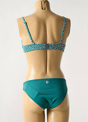 Costum de baie din două piese elasticitate sutien balconet cu decolteu înalt verde OLYMPIA femeie