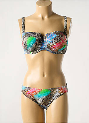 Costum de baie din două piese elasticitate sutien balconet cu decolteu înalt maro SUNFLAIR femeie