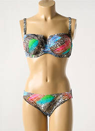 Costum de baie din două piese elasticitate sutien balconet cu decolteu înalt maro SUNFLAIR femme