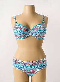 Costum de baie din două piese elasticitate sutien cupe întregi cu decolteu înalt albastru SUNFLAIR femme