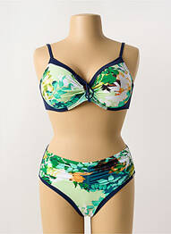 Costum de baie din două piese elasticitate sutien cupe întregi cu decolteu înalt verde CHARMLINE femme