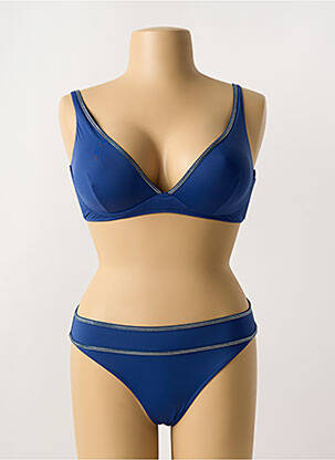 Costum de baie din două piese elasticitate top triunghiuri albastru LIVIA femeie