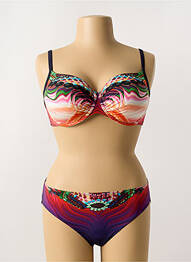 Costum de baie din două piese elasticitate sutien cupe întregi cu decolteu înalt violet SUNFLAIR femme