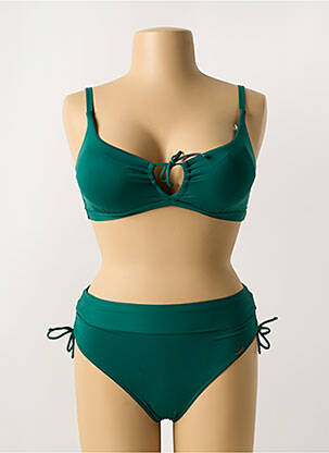 Costum de baie din două piese elasticitate sutien balconet cu decolteu înalt verde LIVIA femeie