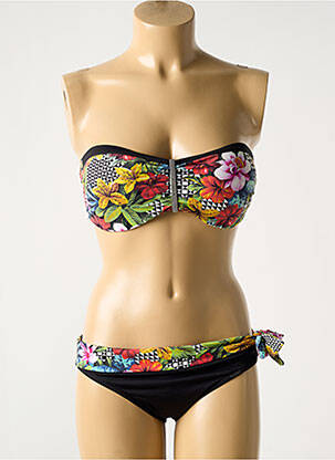 Costum de baie din două piese elasticitate top bentiță negru LIVIA femeie