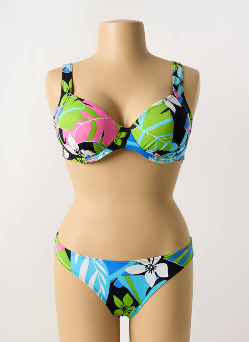 Costum de baie din două piese elasticitate sutien cupe întregi cu decolteu înalt albastru OLYMPIA femme