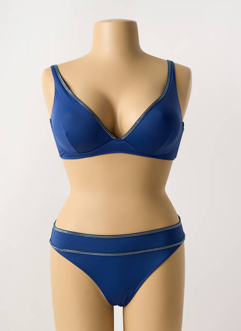 Costum de baie din două piese elasticitate top triunghiuri albastru LIVIA femme