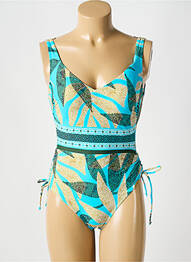 Costum de baie dintr-o singură piesă imprimeu fantezie top sutien modelat albastru SUNFLAIR femme