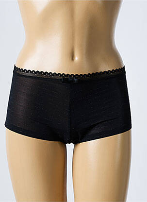 Shorty efect material satinat negru LOU femeie