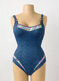 Costum de baie dintr-o singură piesă elasticitate sutien balconet cu decolteu înalt albastru SUNFLAIR femme